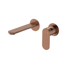 Fienza Empire Slim Basin/Bath Wall Mixer Set Round Plates 160mm Outlet Brushed Copper 234104CO-LF