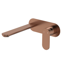 Fienza Empire Slim Basin/Bath Wall Mixer Set Oval Plate 200mm Outlet Brushed Copper 234106CO-200-LF