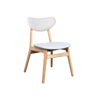 Falkland Dining Chair Cafe Bar Natural Timber Frame with White PU Seat