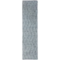 Waves Modern Hand Woven Wool Blend Hall floor rug runner 80cm x 300cm Grey