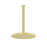 Bathroom Overhead Ceiling Arm and 250mm Shower Head Rainboost Brushed Brass Greens Tapware Glide 57310BN