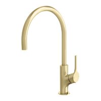 Phoenix Kitchen Oval Sink Mixer 220mm Gooseneck Faucet Brushed Gold Tap Vivid Slimline VV733-12-1