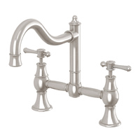 Exposed Kitchen Tap Set Shepherds Crook Sink Mixer Brushed Nickel Phoenix Tapware Nostalgia NS135-40-1