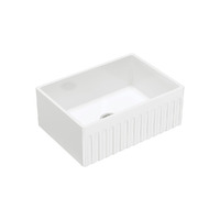 White Butler Single Bowl Farmhouse Kitchen Sink 54L Fluted Fireclay Ceramic 675 x 475 x 250mm Fienza Charlton 68700