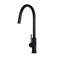 Meir Round Piccola Pull Out Gooseneck Kitchen Mixer Tap Matte Black MK17