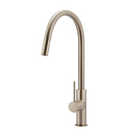 Meir Round Piccola Pull Out Gooseneck Kitchen Mixer Tap Champagne MK17-CH