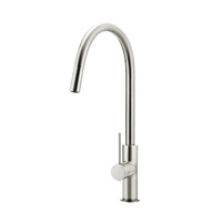 Meir Round Piccola Pull Out Gooseneck Kitchen Mixer Tap Brushed Nickel MK17-PVDBN