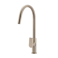 Meir Round Paddle Piccola Pull Out Gooseneck Kitchen Mixer Tap Champagne MK17PD-CH