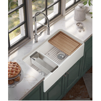 Seima Apron Front Sink Fireclay Ceramic Double Bowl 920mm Butler Workstation White Sinks Odessa 922