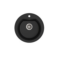 Seima Above or Under Mount Arqstone Sink Round 1 Bowl 1 Taphole Integrated Overflow 510 x 210D Black OROS 510 191076