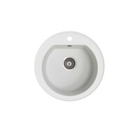 Seima Above or Under Mount Arqstone Sink Round 1 Bowl 1 Taphole Integrated Overflow 510 x 210D White OROS 510 191074