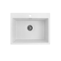 Seima Above Mount Arqstone Sink Round 1 Bowl 1TH  Integrated Overflow 620 x 500 x 240D White OROS 620 191984