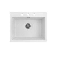 Seima Above Mount Arqstone Sink Round 1 Bowl 3TH  Integrated Overflow 620 x 500 x 240D White OROS 620 191985