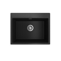 Seima Above Mount Arqstone Sink Round 1 Bowl 0TH  Integrated Overflow 620 x 500 x 240D Black OROS 620 191989