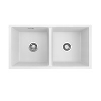 Seima Above or Under Mount Arqstone Sink 2 Bowl Integrated Overflow 820 x440 x 210D White OROS 820 191038