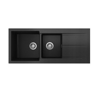 Seima Above Mount Arqstone Sink 1.75 Bowl 0TH with Drainer Integrated Overflow 1160 x 500 x 227D Black OROS 1160 191055