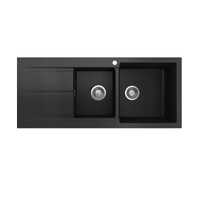 Seima Above Mount Arqstone Sink 1.75 Bowl 1TH LH Drainer Integrated Overflow 1160 x 500 x 227D Black OROS 1160 191052