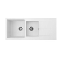 Seima Above Mount Arqstone Sink 1.75 Bowl 0TH with Drainer Integrated Overflow 1160 x 500 x 210D White OROS 1160 191053