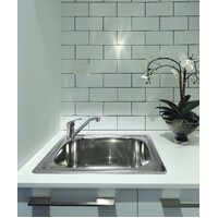 Seima Above Mount Laundry 35L Sink 460mm x 560mm 1 Bowl 2TH with Overflow Kit Stainless Steel  Satin Finish ACERO 006 191610