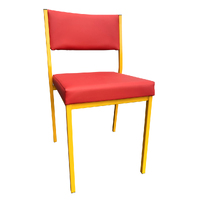 Square Tube Padded Vinyl Dining Visitors Chair Retro Chair Red & Yellow