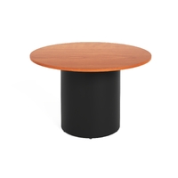 Rapidline 1200mm Round Meeting Table Drum Base Melamine Cherry Top DBT1200 C/BL