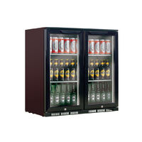 Heller Under Back Bar Double Door Bar Fridge Glass Door 210L Beverage Cooler Refrigerator Black HUB210