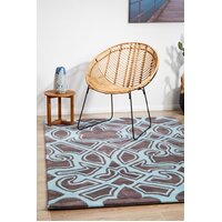 Rug Culture Gothic Tribal Design Flooring Rugs Area Carpet Smoke Grey and Blue 225x155cm
