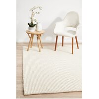 Rug Culture Carlos Felted Wool Flooring Rugs Area Carpet White Natural 225x155cm