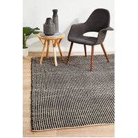 Rug Culture Carlos Felted Wool Flooring Rugs Area Carpet Black Natural 225x155cm