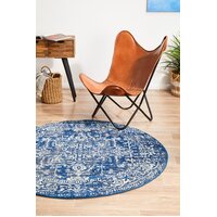 Rug Culture Contrast Navy Transitional Flooring Rugs Area Carpet 150x150cm