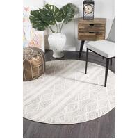Rug Culture Salma White And Grey Tribal Round Floor Area Rugs OAS-450-GRY-240X240cm