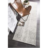 Rug Culture Salma White And Grey Tribal Runner Rugs OAS-450-GRY-400X80cm