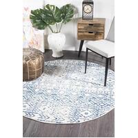 Rug Culture Ismail White Blue Rustic Round Floor Area Rugs OAS-456-BLUE-150X150cm