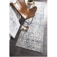 Rug Culture Ismail White Blue Rustic Runner Rugs OAS-456-BLUE-300X80cm