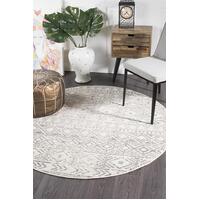 Rug Culture Ismail White Grey Rustic Round Floor Area Rugs OAS-456-GREY-150X150cm