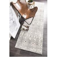 Rug Culture Ismail White Grey Rustic Runner Rug OAS-456-GREY-400X80cm