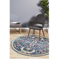 Rug Culture Babylon 209 Floor Area Carpeted Rug Modern Round Navy 200X200cm