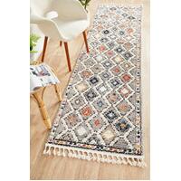 Rug Culture MARRAKESH 555 Floor Area Carpeted Rug Contemporary Runner Grey Multi 300X80cm