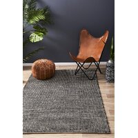 Rug Culture Carlos Felted Floor Area Carpeted Rug Flat Weave Rectangle Marbled Black 400X300cm