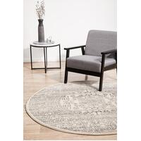 Rug Culture CHROME ADDISON Floor Area Carpeted Rug Modern Round Silver & Off White 150X150CM