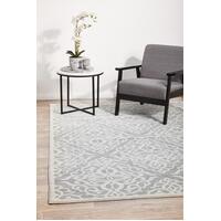 Rug Culture CHROME LYDIA Floor Area Carpeted Rug Contemporary Rectangle Silver & Off White 400X300CM