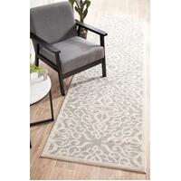 Rug Culture CHROME LYDIA Floor Area Carpeted Rug Contemporary Runner Silver & Off White 400X80CM