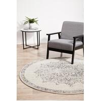 Rug Culture CHROME RITA Floor Area Carpeted Rug Transitional Round Silver & Off White 150X150CM