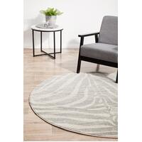 Rug Culture CHROME SAVANNAH Floor Area Carpeted Rug Modern Round Silver & Off White 150X150CM