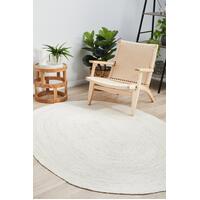 Rug Culture BONDI WHITE Floor Area Carpeted Rug Modern Oval White 280X190CM