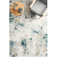 Rug Culture EMOTION Floor Area Carpeted Rug Modern Rectangle Sky, Turquoise, Yellow, Off White, Silver, Grey 400x300cm