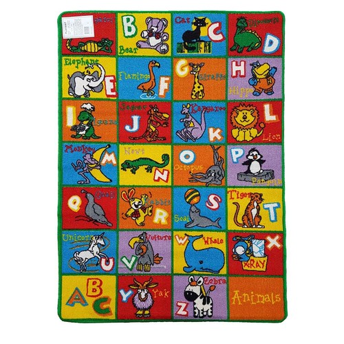 Children's Rug ABC ANIMALS Play mat 94cm x 133cm